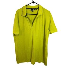 BOSS Hugo Boss Mens Slim Fit Pique Polo Shirt Neon Lime Green XXL Short Sleeve